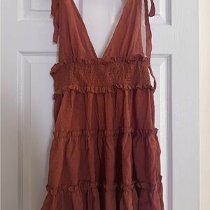 Cider Rust Orange Tiered Dress